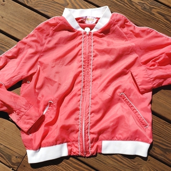 Vintage White Stag Windbreaker M Pink & White Unlined - Picture 14 of 14